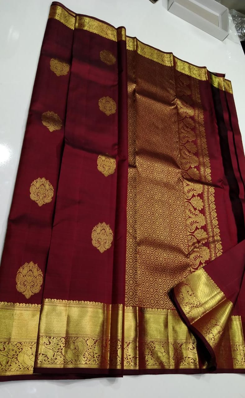 Striped satin floral saree - Saffronfashionindia