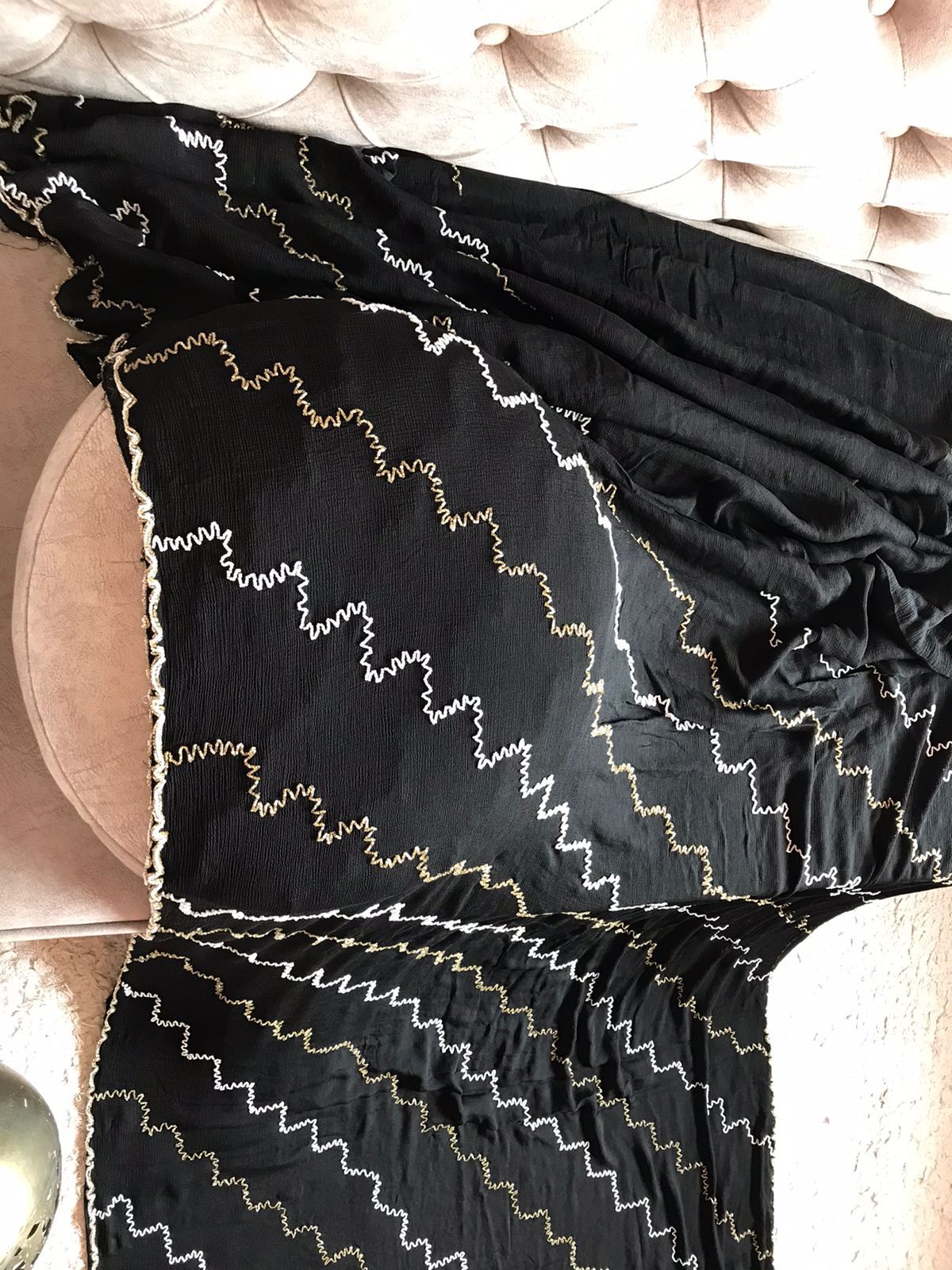 Black premium chinon saree - Saffronfashionindia