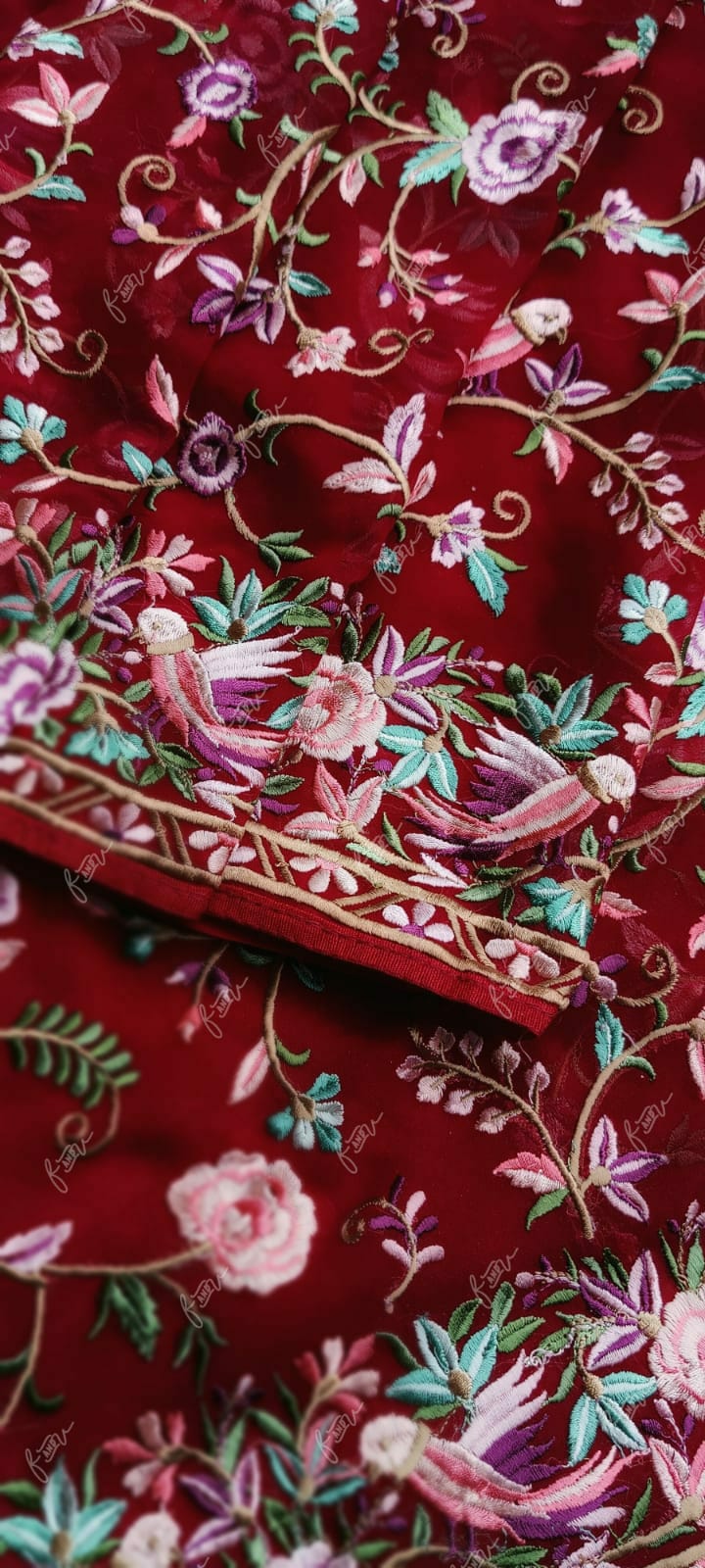 Velecia embroidery saree - Saffronfashionindia