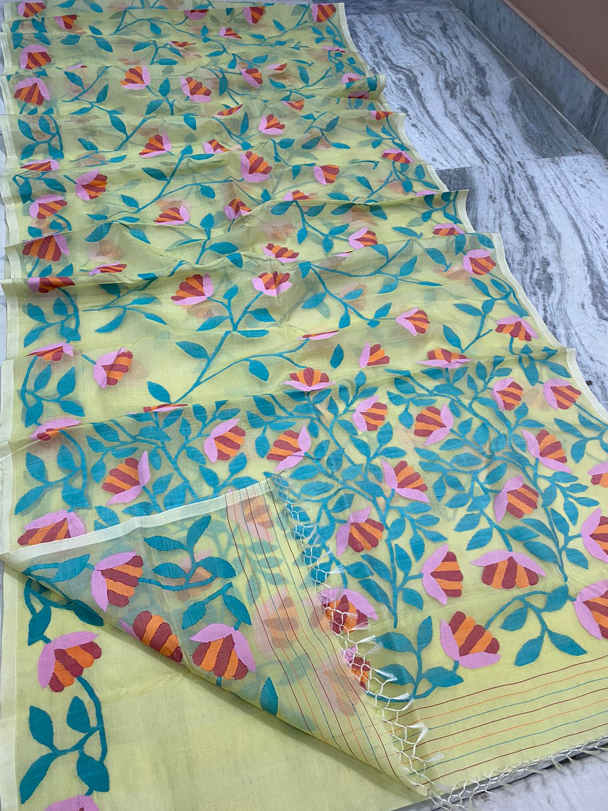 Boudi handwoven jamdani saree - Saffronfashionindia
