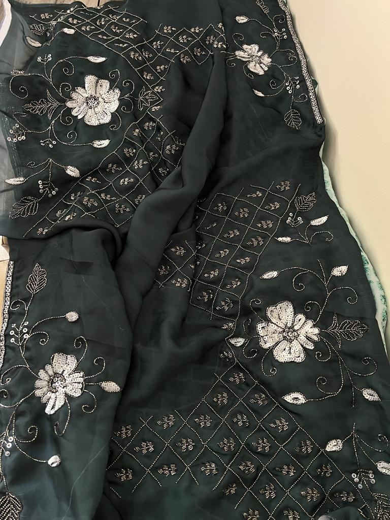 Ridsi satin marble inspired saree - Saffronfashionindia