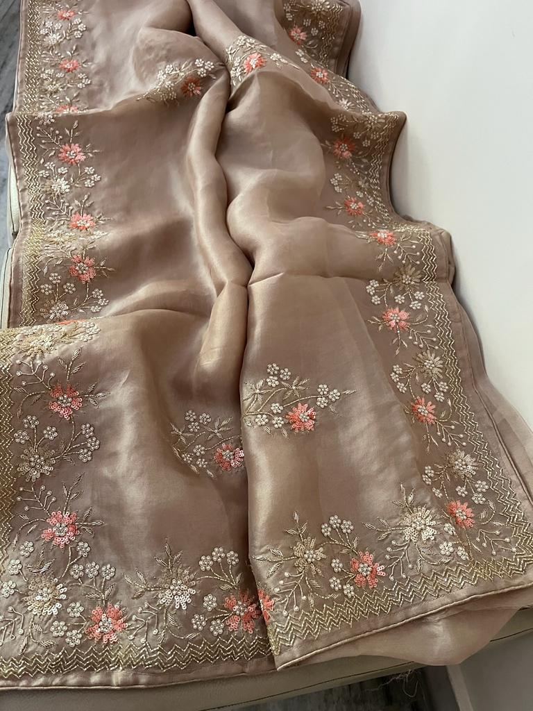 Mishika organza saree - Saffronfashionindia