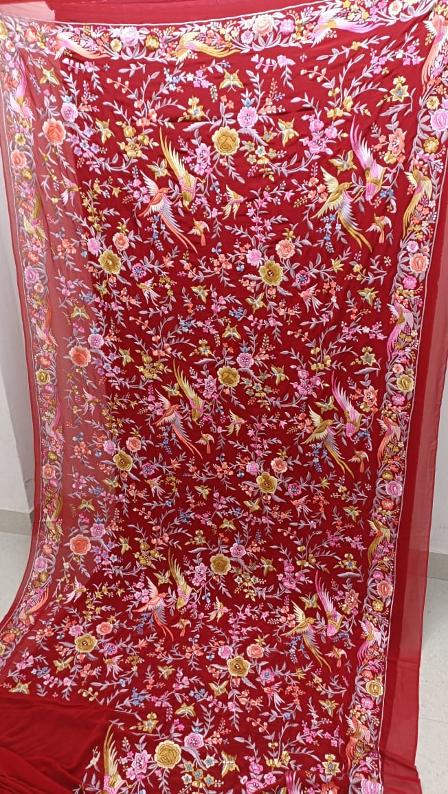 Red riding inspired Parsi saree - Saffronfashionindia