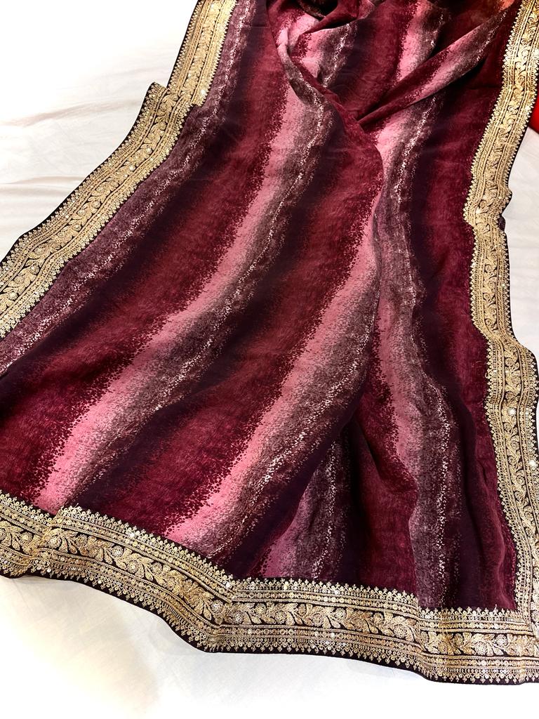 Perisha gorgette saree - Saffronfashionindia