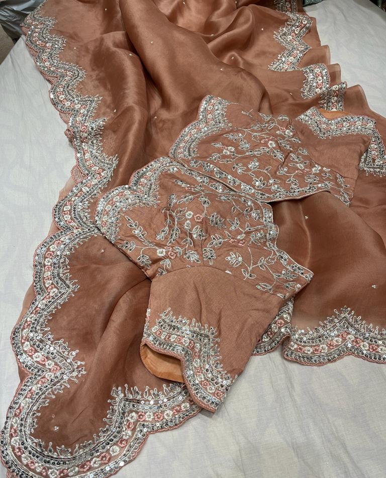 Lishik organza zardosi saree - Saffronfashionindia