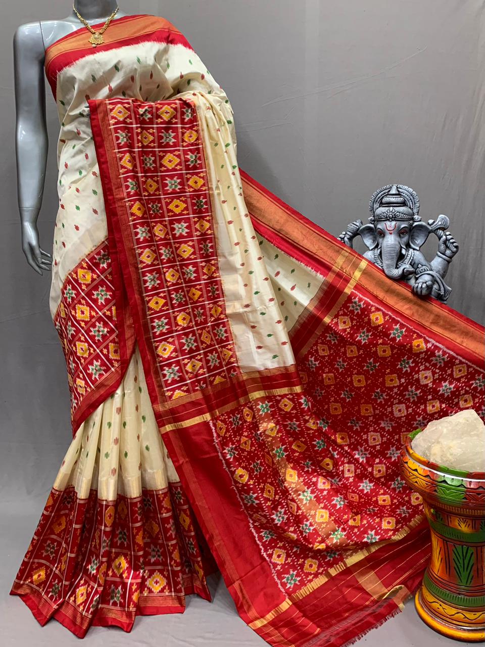 Ikkat Indian saree women sari blouse - Saffronfashionindia