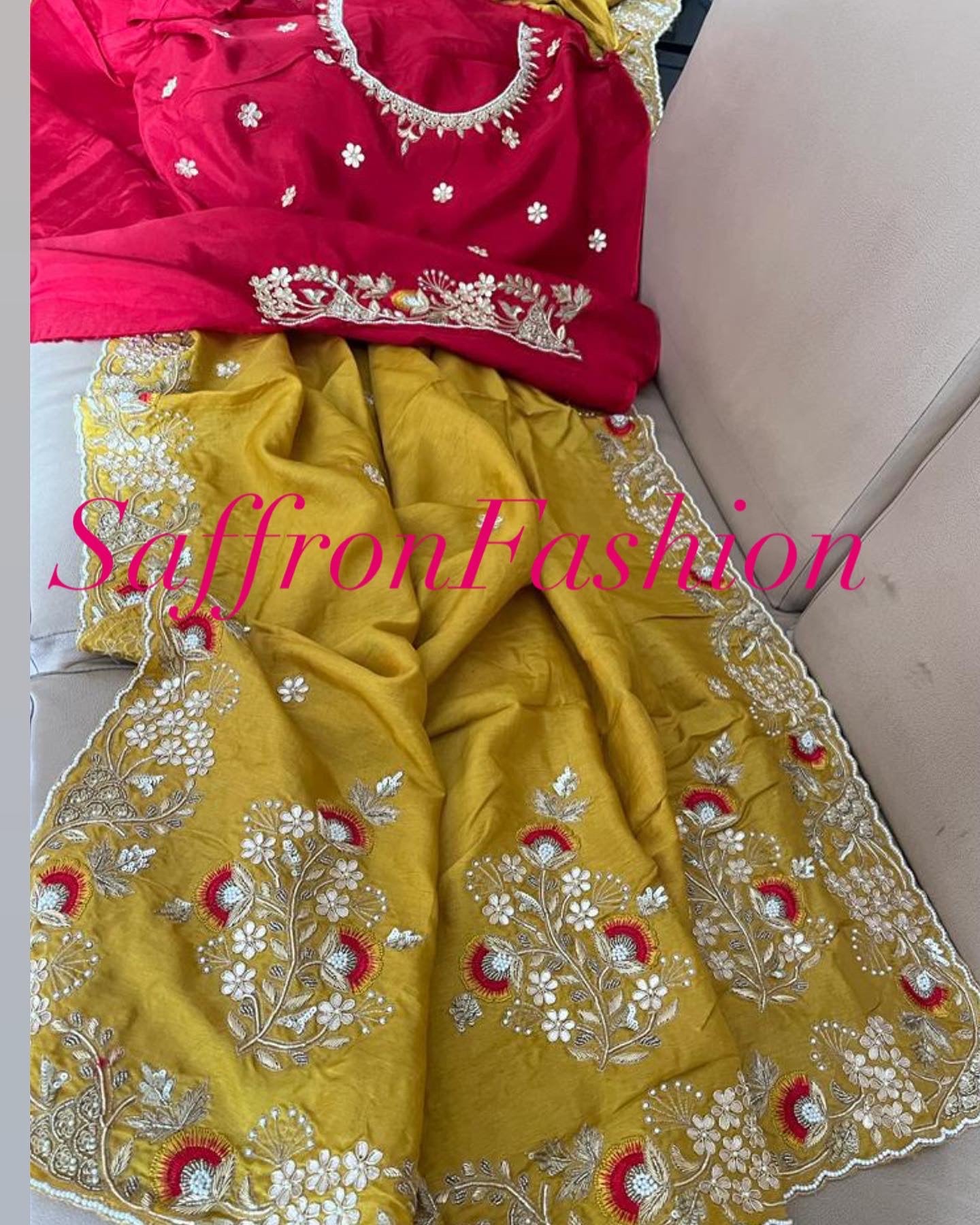 Navesha gottapatti zardosi saree - Saffronfashionindia