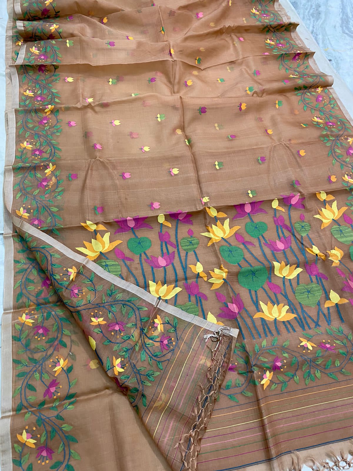 Abeli tantuj jamdani saree - Saffronfashionindia