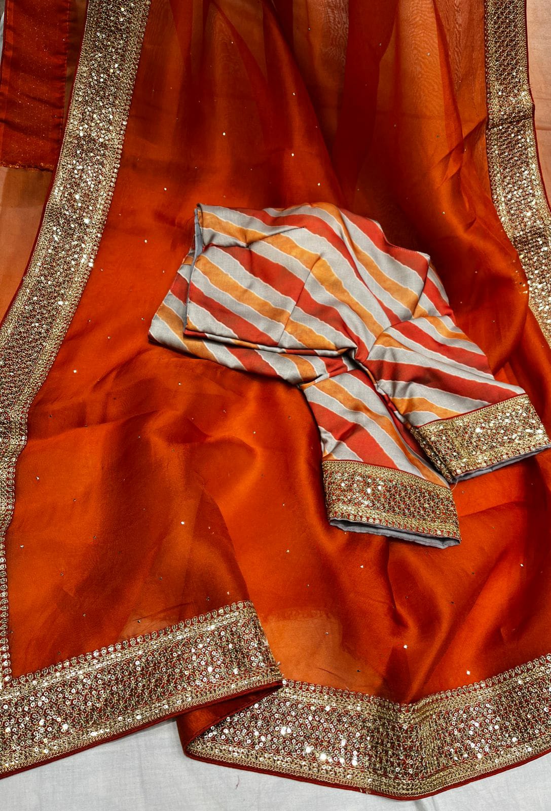 Blossom organza saree - Saffronfashionindia
