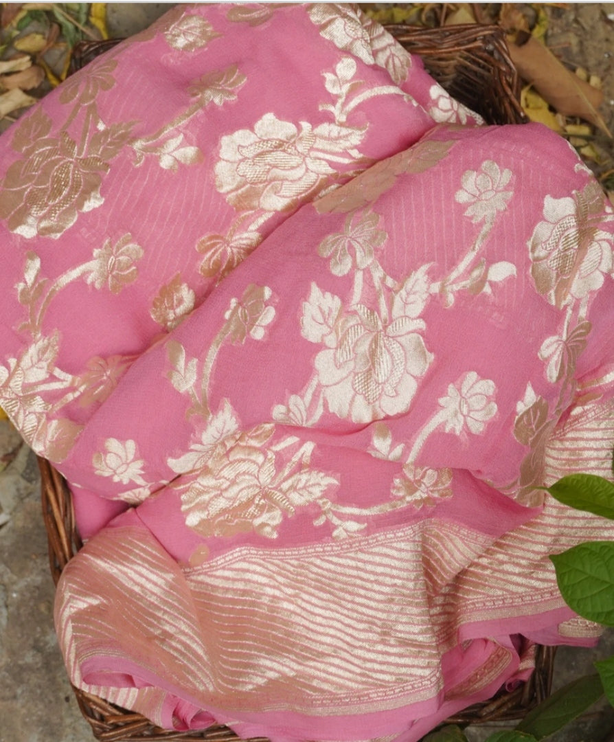 Limia gorgette saree/Indian saree/traditional saree - Saffronfashionindia