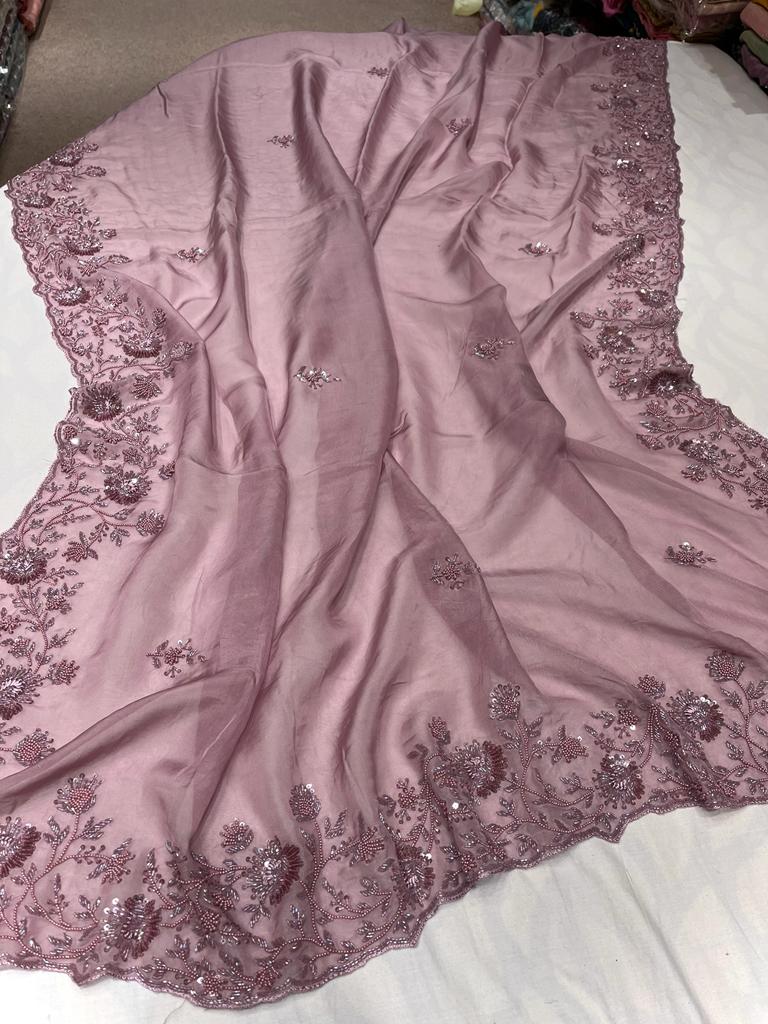 Bridesmaid organza saree - Saffronfashionindia