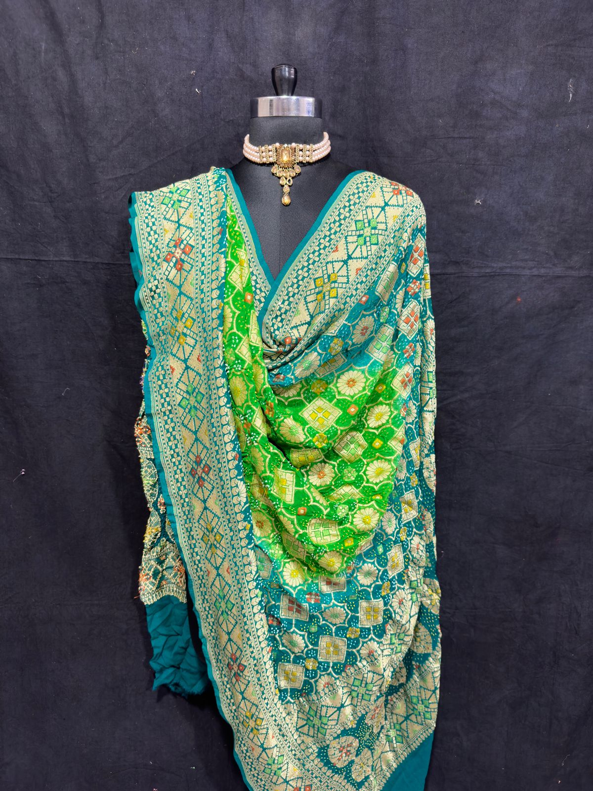Kohli Meenakari bandhej dupatta - Saffronfashionindia
