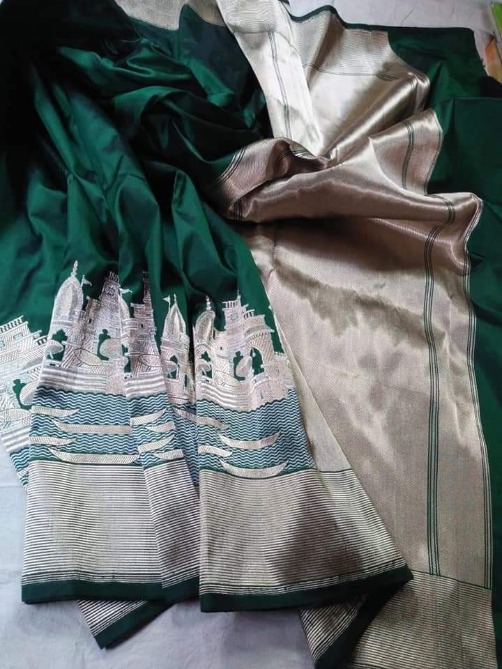 Gangaghat Katan silk saree - Saffronfashionindia