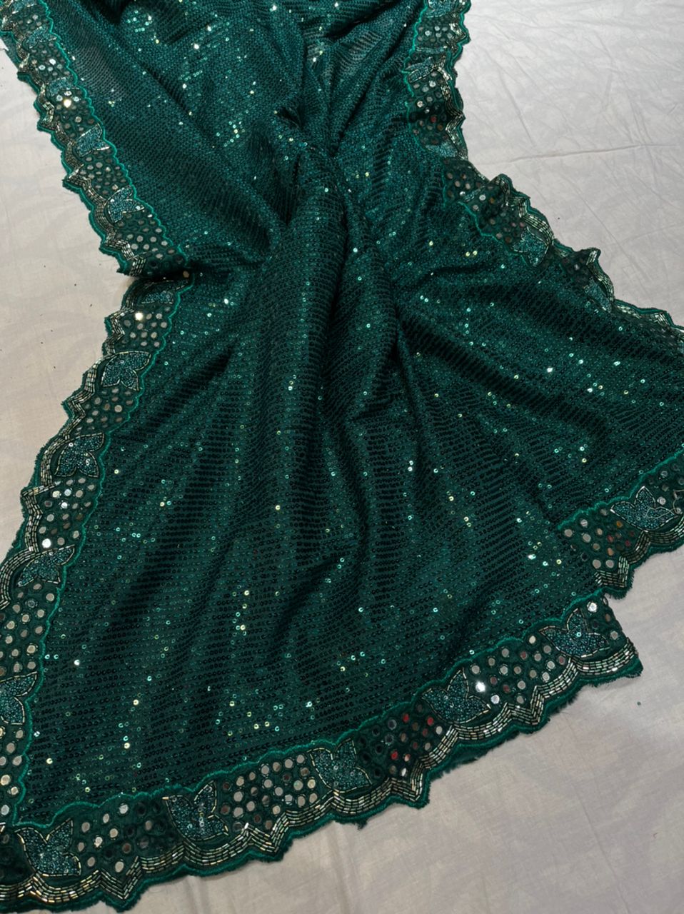 Sequins net saree - Saffronfashionindia