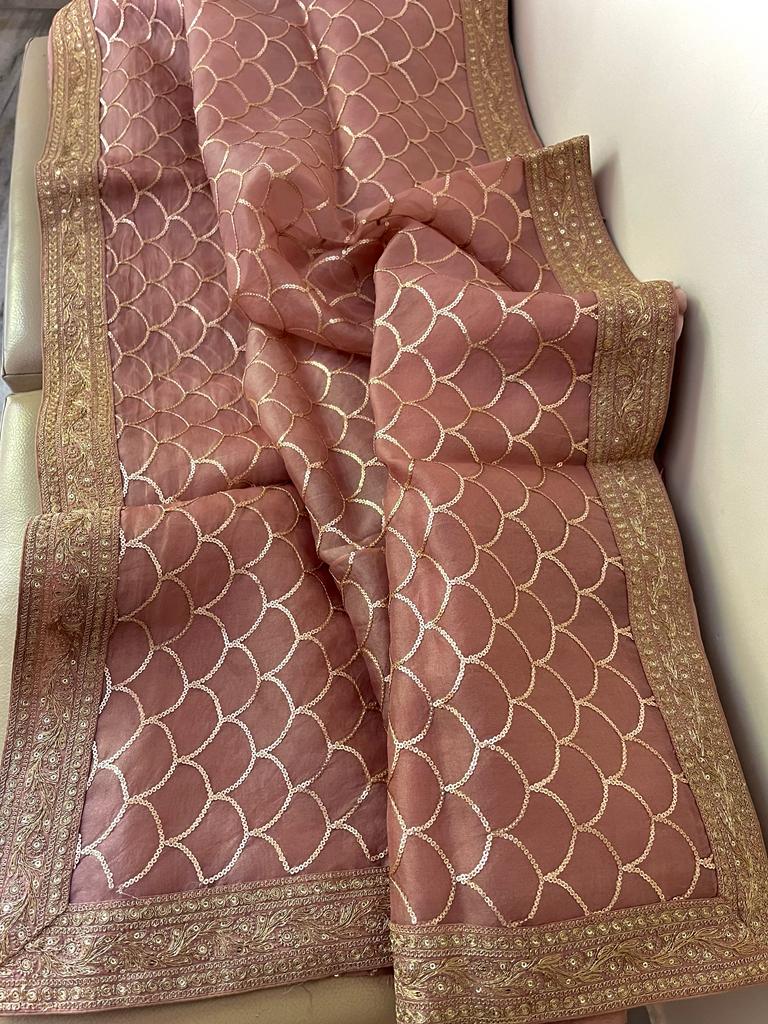 Nishabd organza sequence saree - Saffronfashionindia