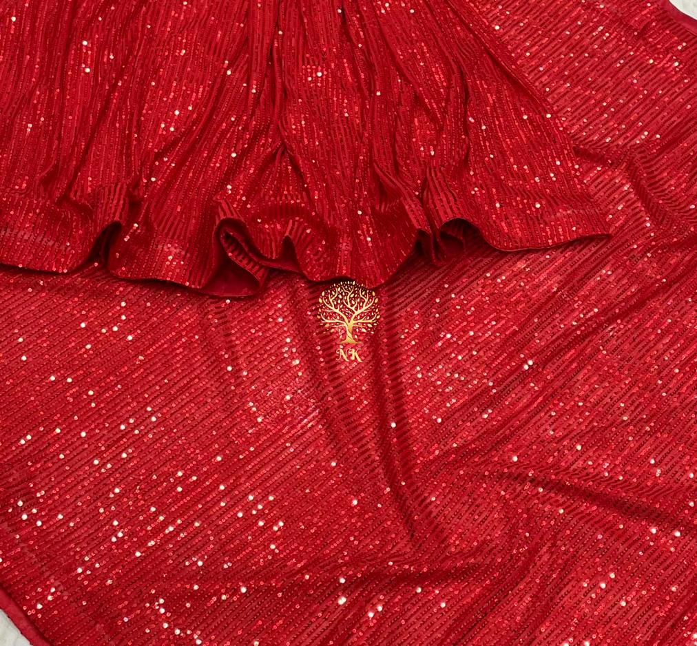 Elegant sequins partywear saree - Saffronfashionindia