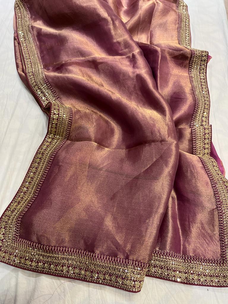 Kanjeevaram inspired tissue saree - Saffronfashionindia
