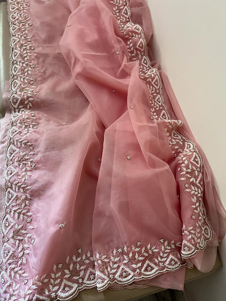 Hafisah katdana organza saree - Saffronfashionindia