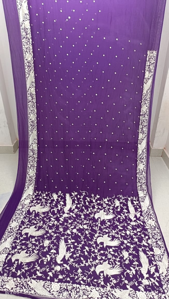 Mahiva Parsi embroidery saree - Saffronfashionindia