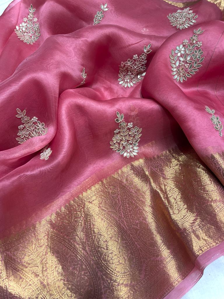 Kanchi organza saree - Saffronfashionindia
