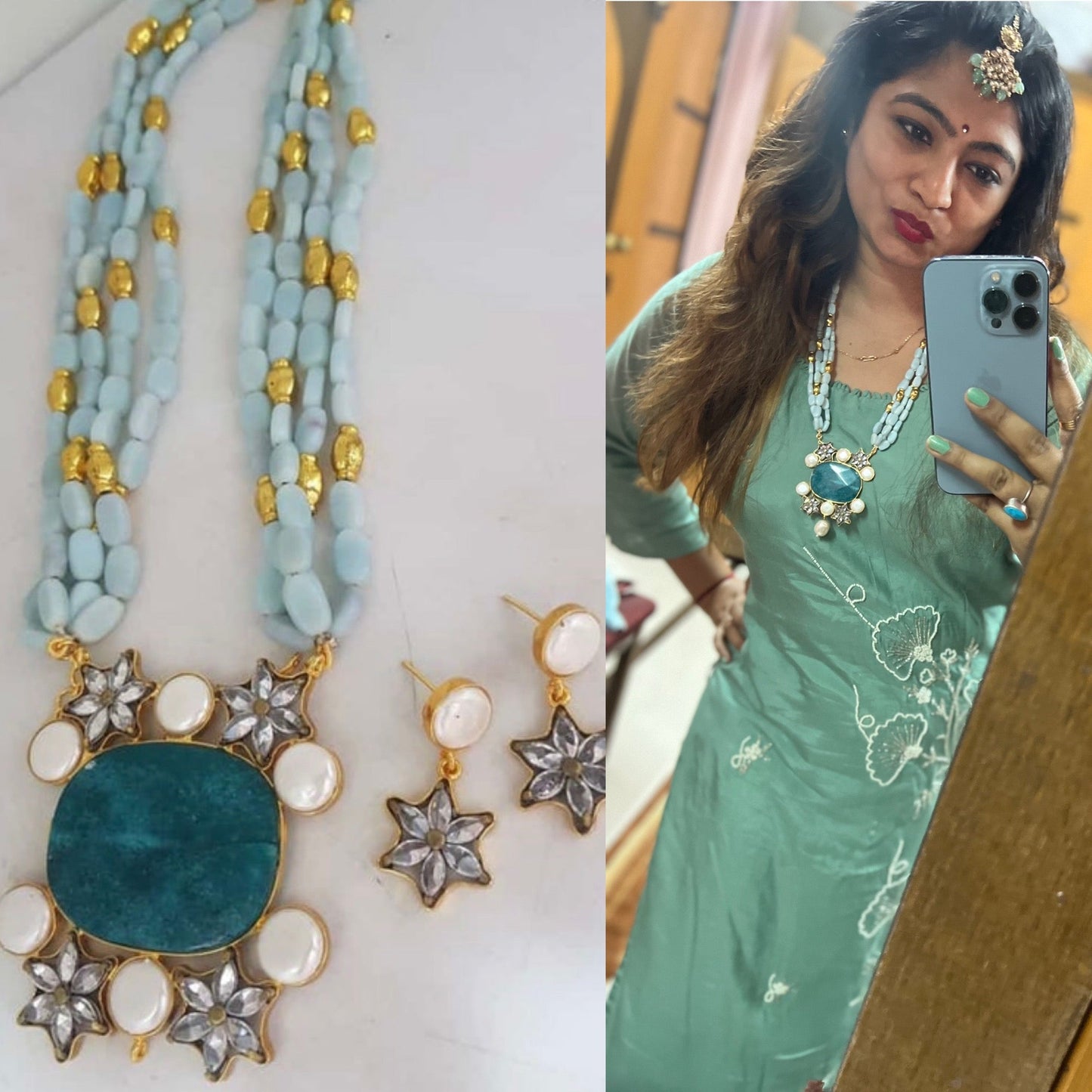 Ramojika necklace set SaffronFashion