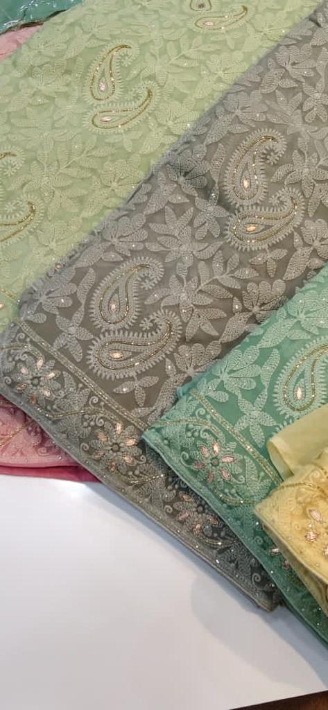 Handmade Chikankari gottapatti saree - Saffronfashionindia