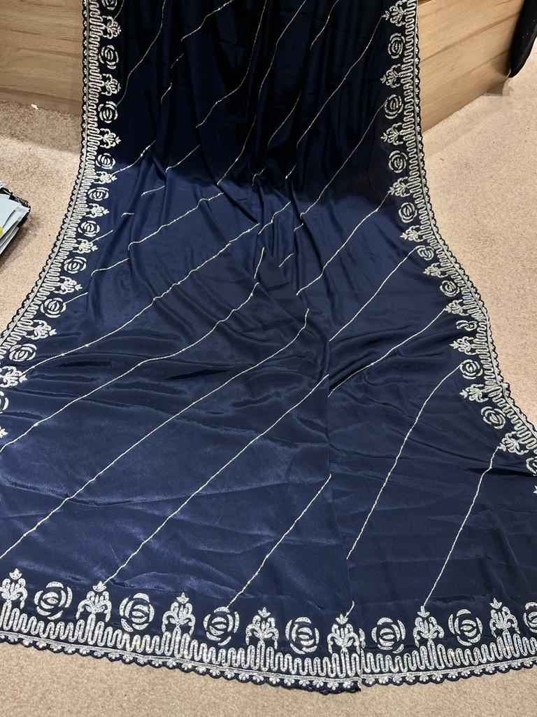 Avisha crepe zardosi saree - Saffronfashionindia