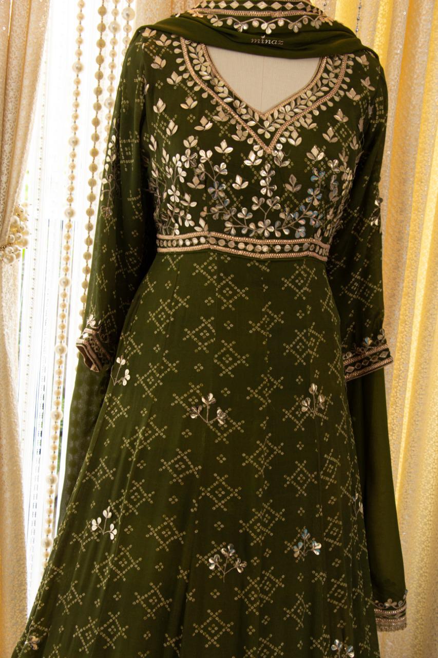 Meharbaan chinon gown set - Saffronfashionindia