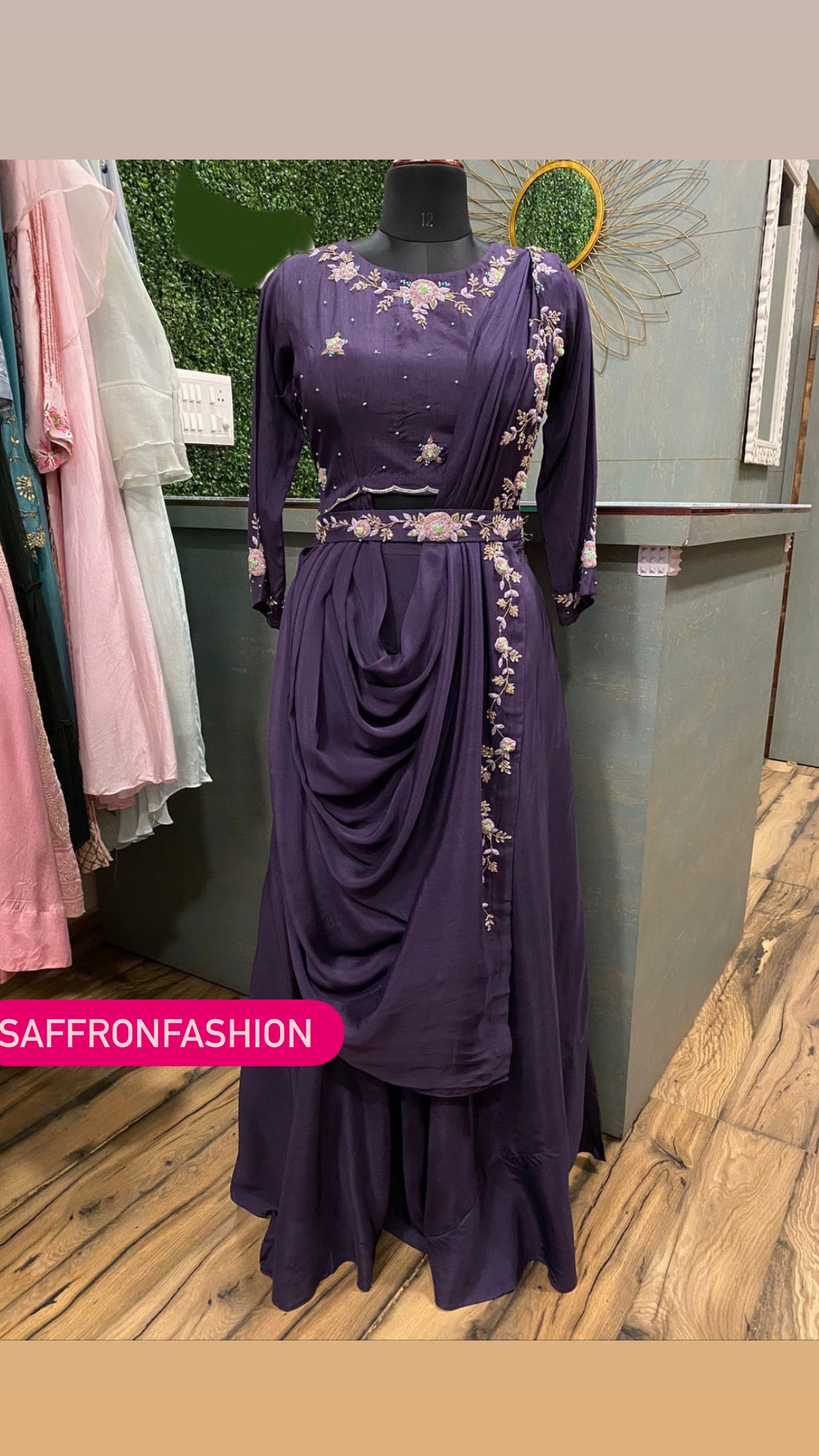 Indigo indowestern dress - Saffronfashionindia