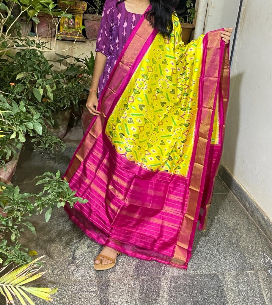 Tunisia ikkat dupatta - Saffronfashionindia