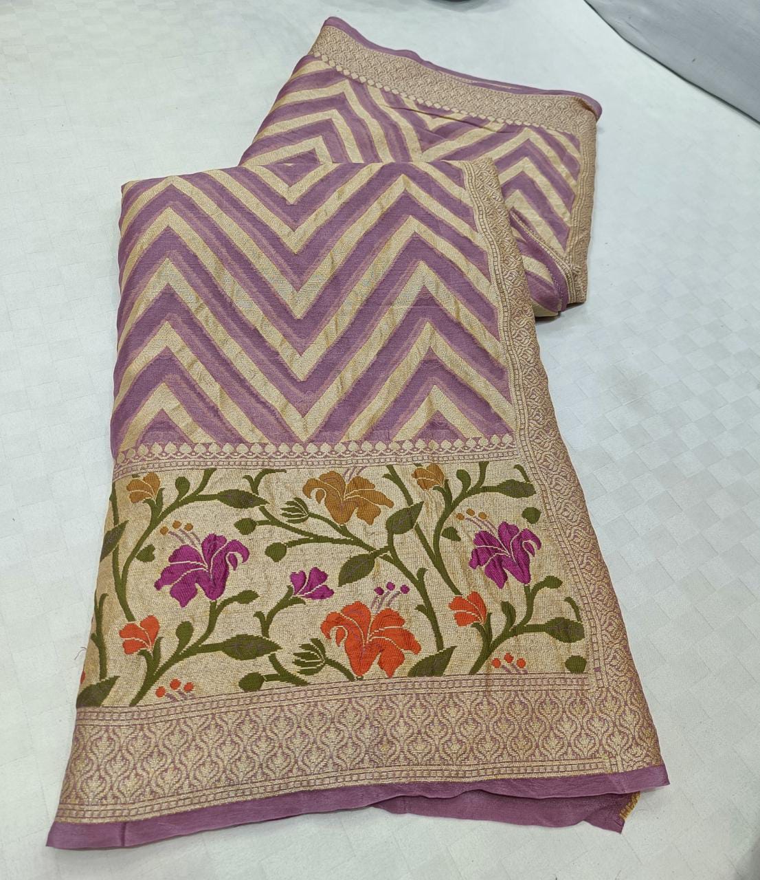 Zig zag inspired striped saree - Saffronfashionindia