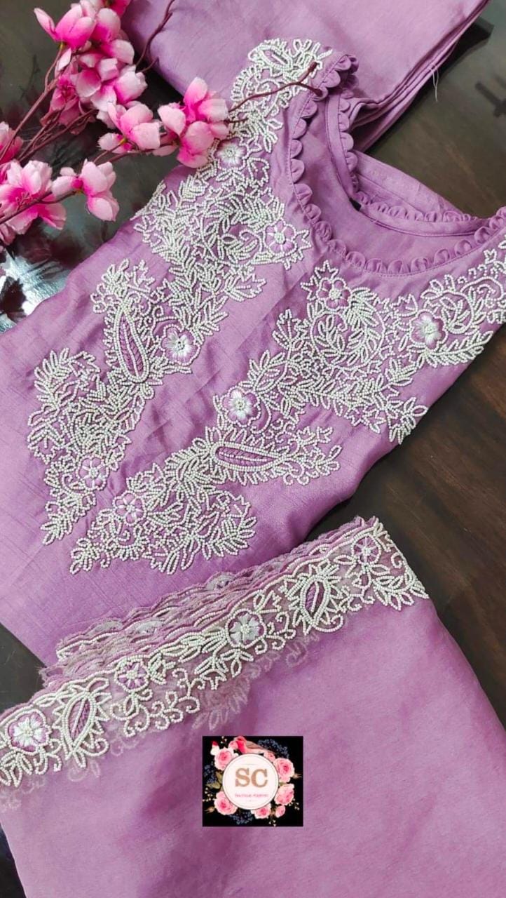 Lavender suit style dress - Saffronfashionindia