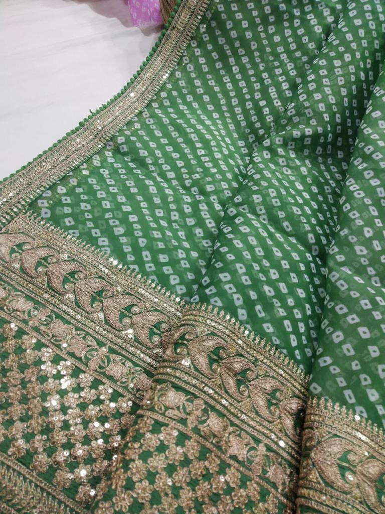 Bandhani styled organza saree - Saffronfashionindia