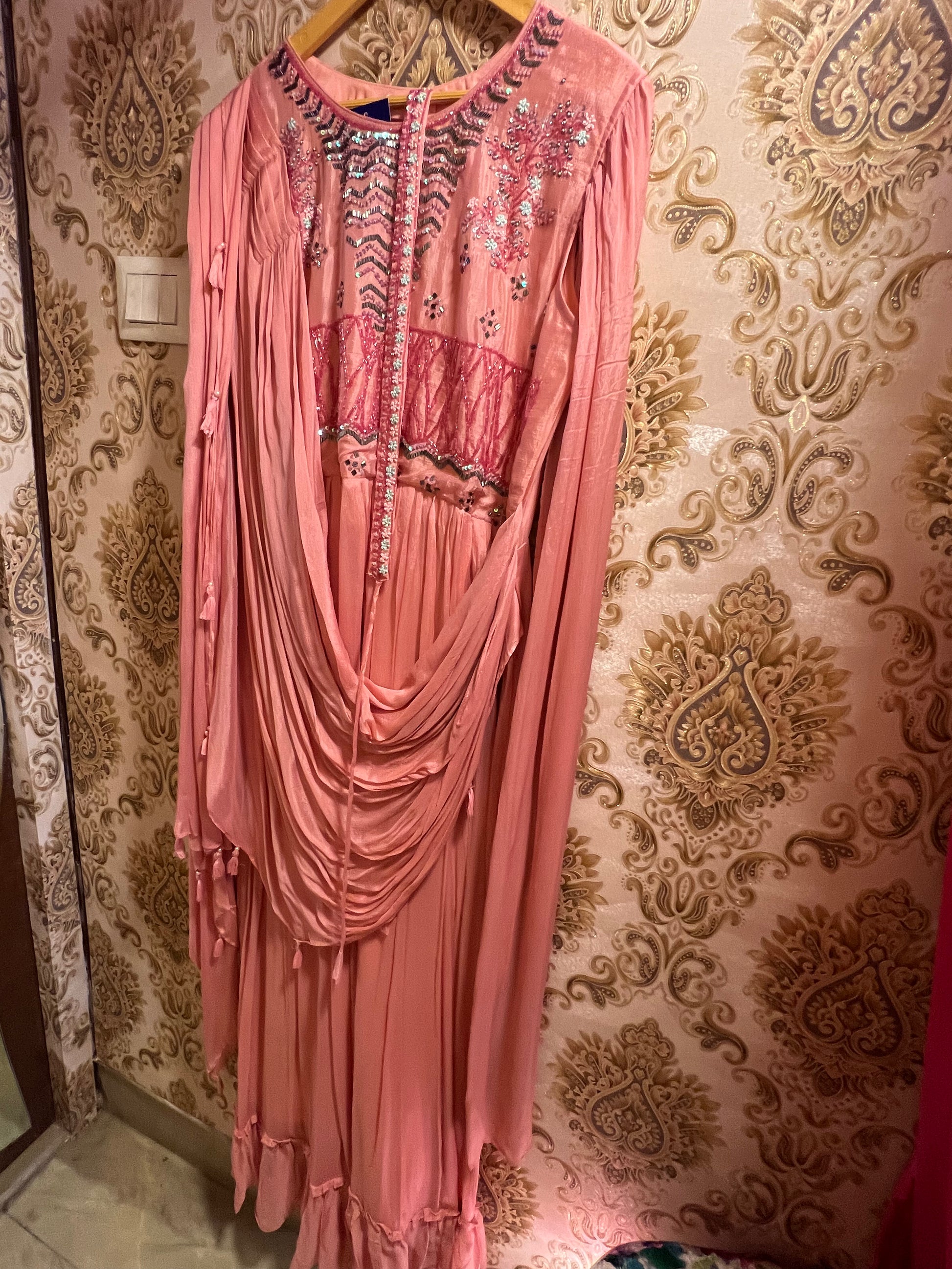 Pinakha dress,,,,peach dress - Saffronfashionindia