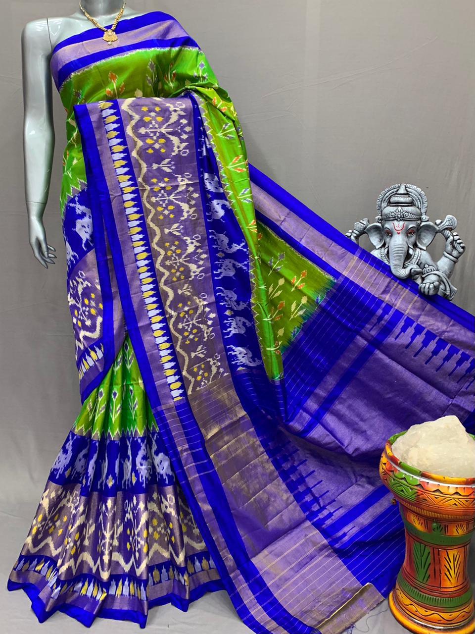 Ikkat Indian saree women sari blouse - Saffronfashionindia