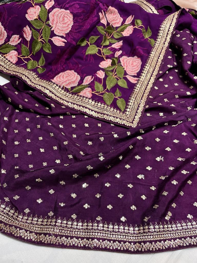 Embroidered floral saree,,,,beautiful sari - Saffronfashionindia
