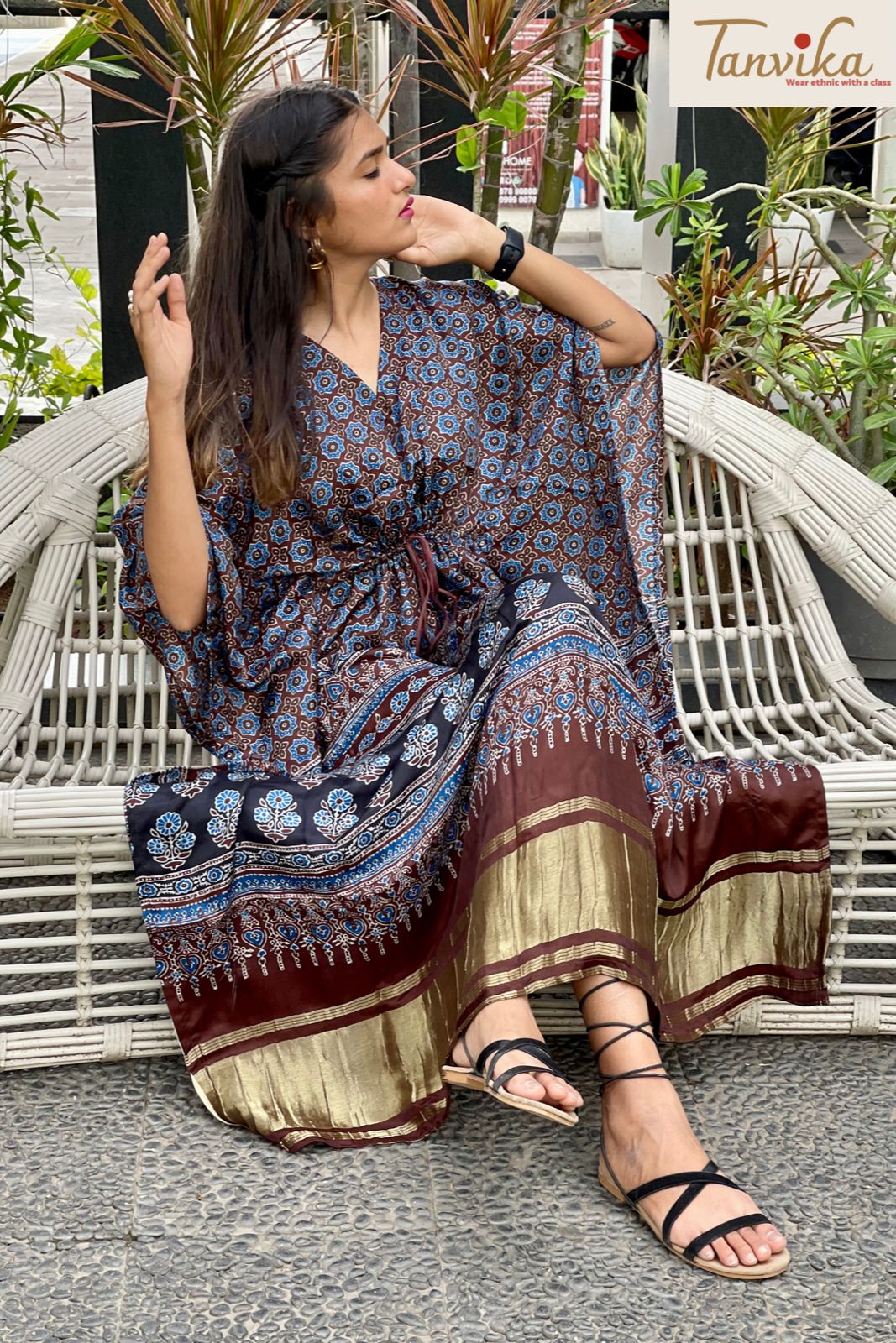 Sobika gajji silk kaftan - Saffronfashionindia