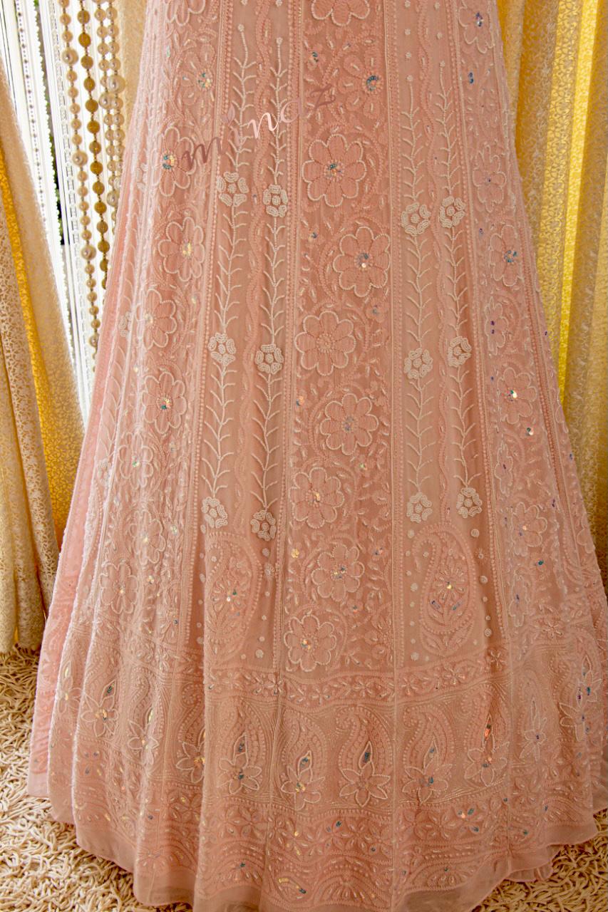 Authentic Anarkali Chikankari suit - Saffronfashionindia