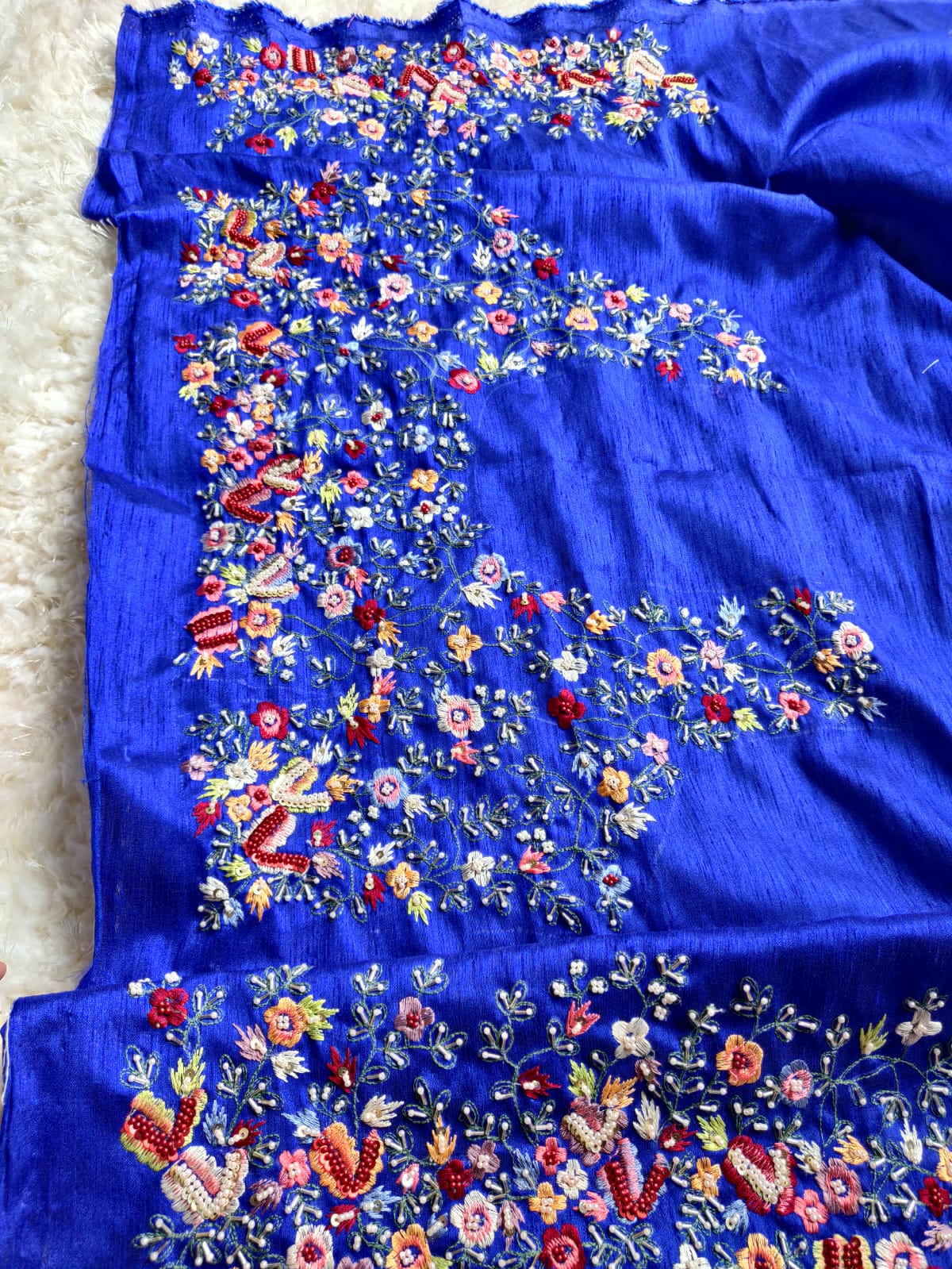 Carles embroidered saree - Saffronfashionindia