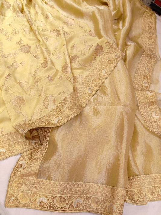 Metallic tissue organza saree - Saffronfashionindia