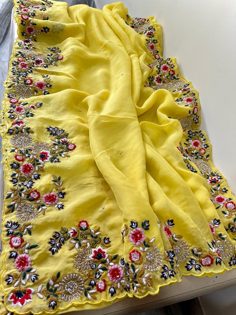 Rangbhara organza Resham saree - Saffronfashionindia