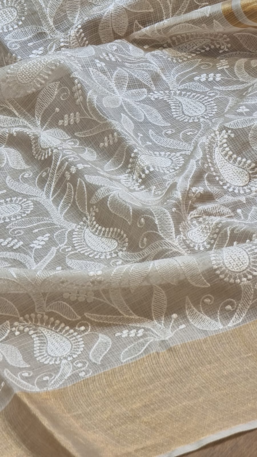Kota tussar embroidery saree - Saffronfashionindia