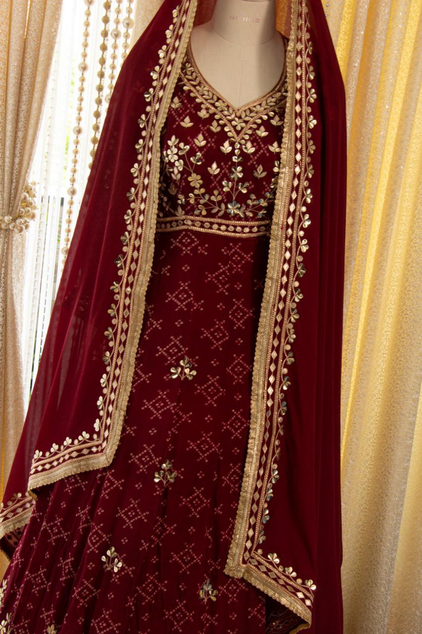 Meharbaan chinon gown set - Saffronfashionindia