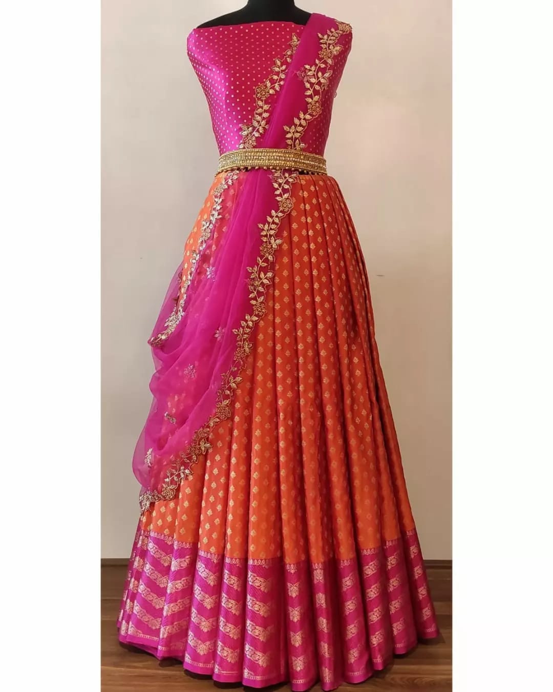Banarsi pattu kanchi lehanga - Saffronfashionindia