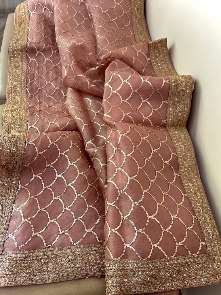 Nishabd organza sequence saree - Saffronfashionindia