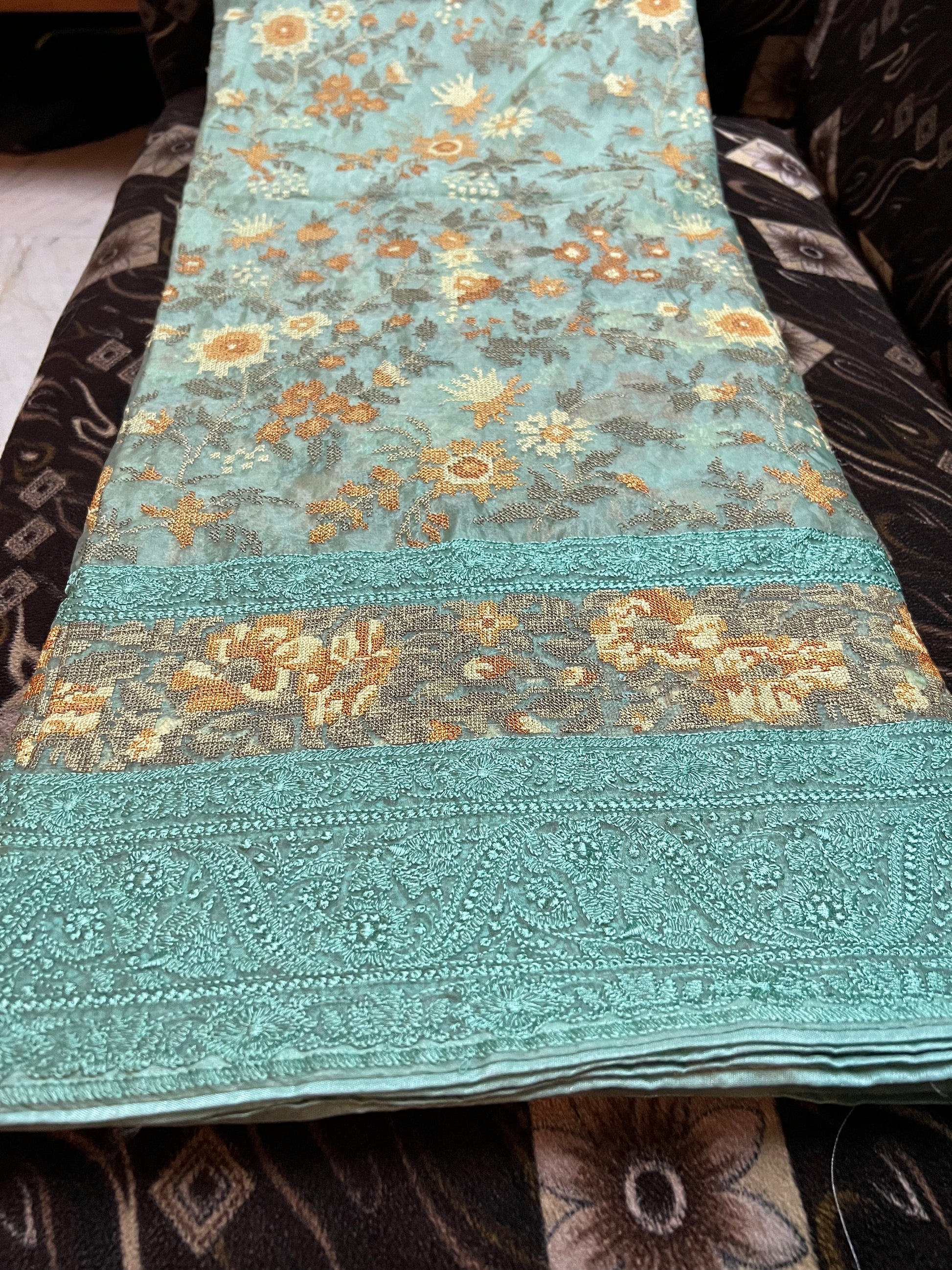 Nena organza thread saree - Saffronfashionindia