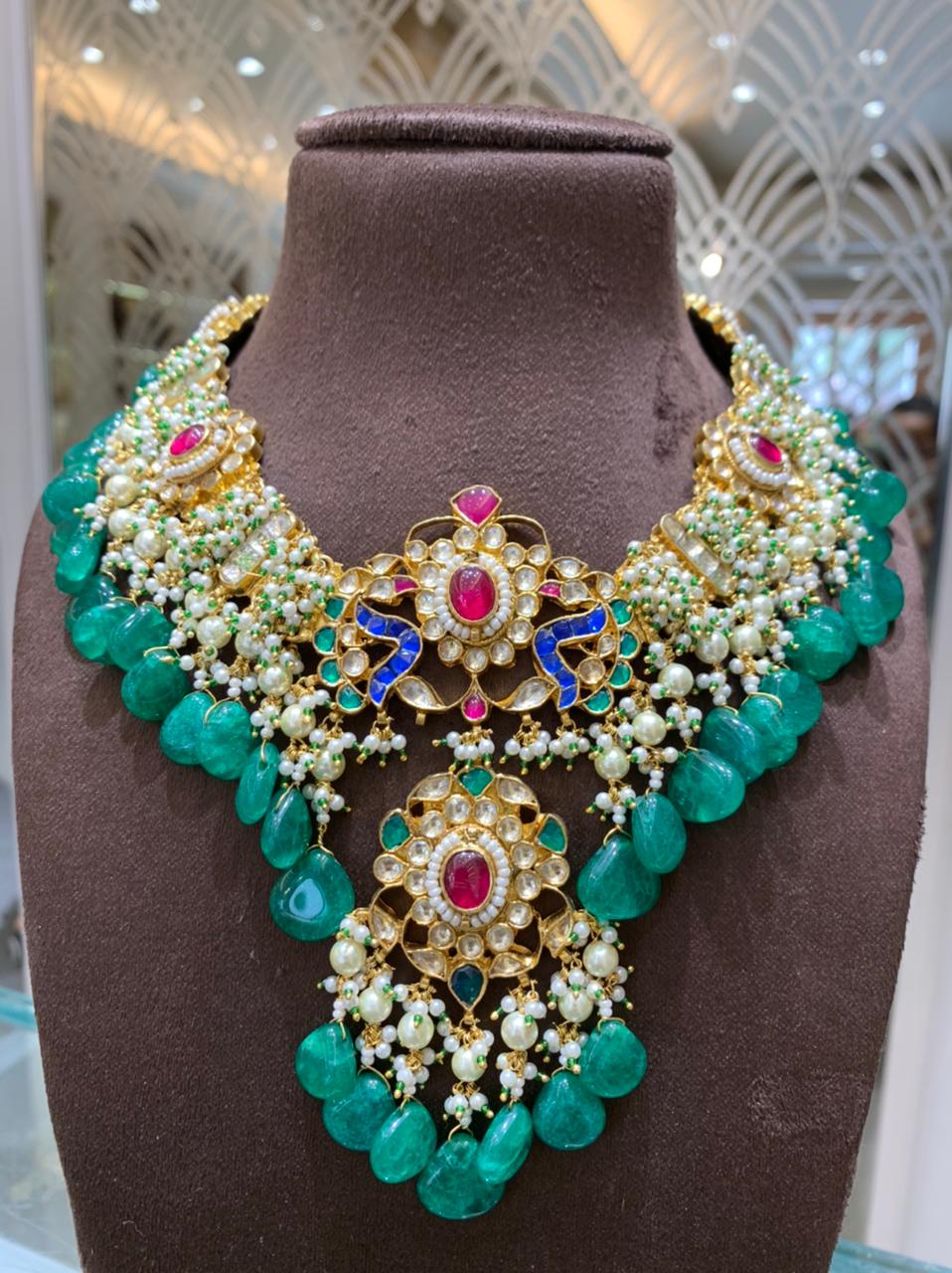 Peacock inspired bridal set - Saffronfashionindia