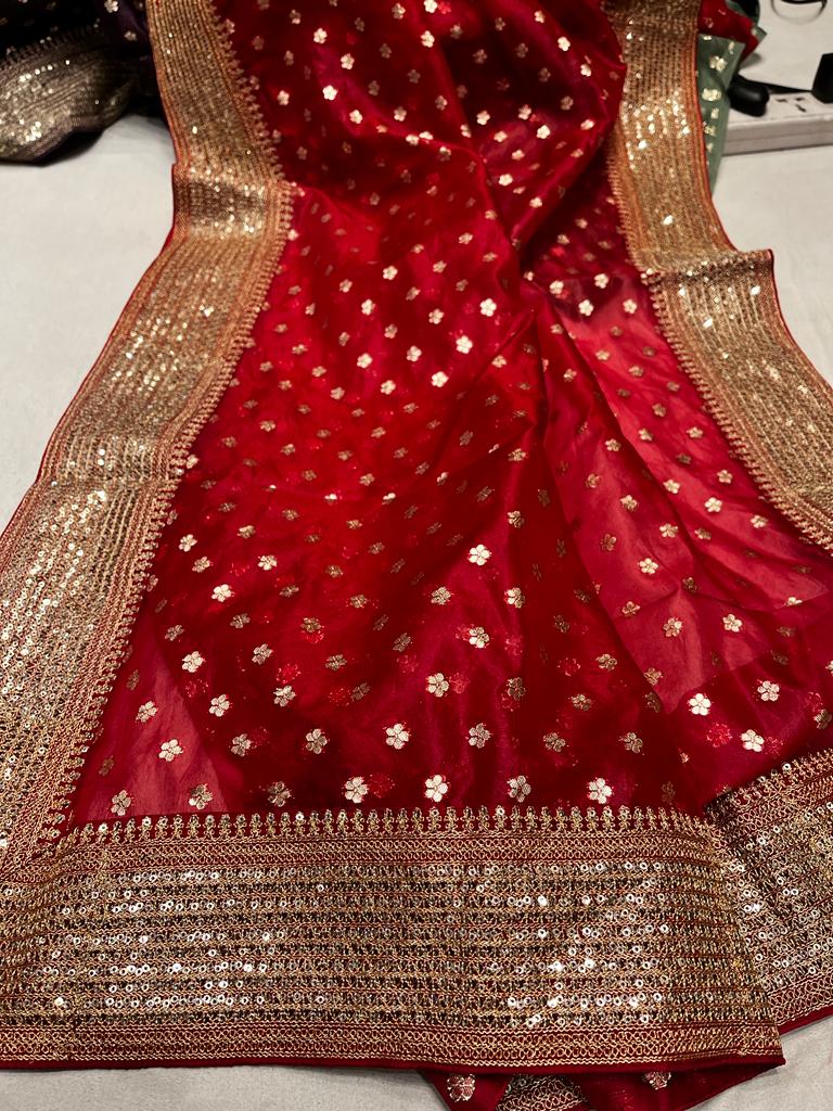 Kora partywear saree - Saffronfashionindia