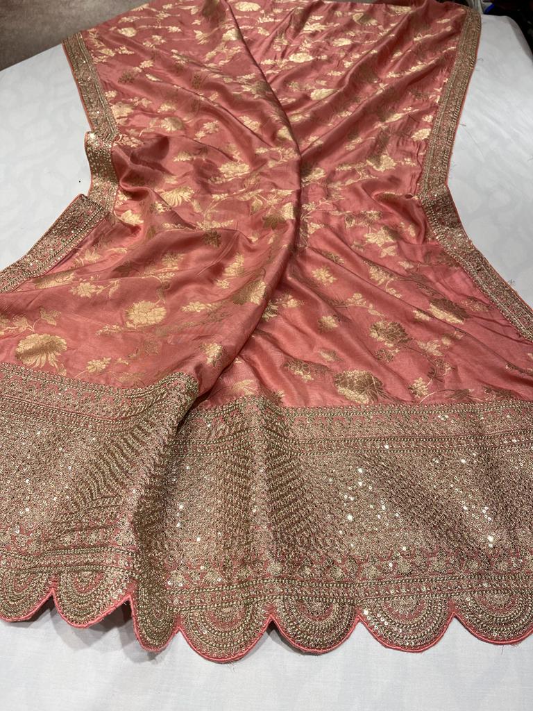 Silk sari zardosi saree - Saffronfashionindia