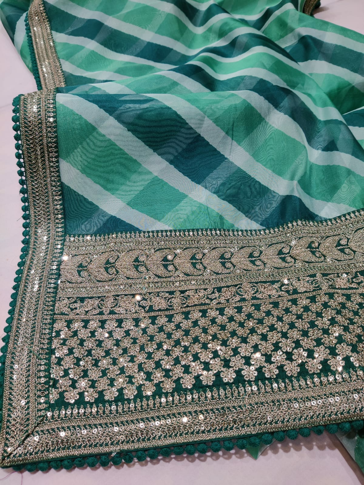 Omara lehariya organza saree - Saffronfashionindia